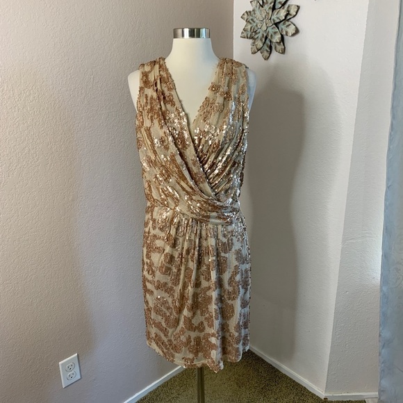 David Meister Gold Sequins Dress Size 6 - Picture 15 of 16